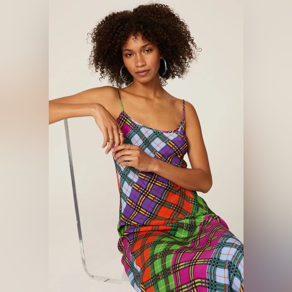 RIXO XL US12 Holly rainbow multicolor check print dress - Picture 3 of 16